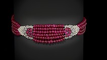 The Patiala Ruby Choker, Cartier (French, founded Paris, 1847), Rubies, diamonds, and pearls, with platinum mounts